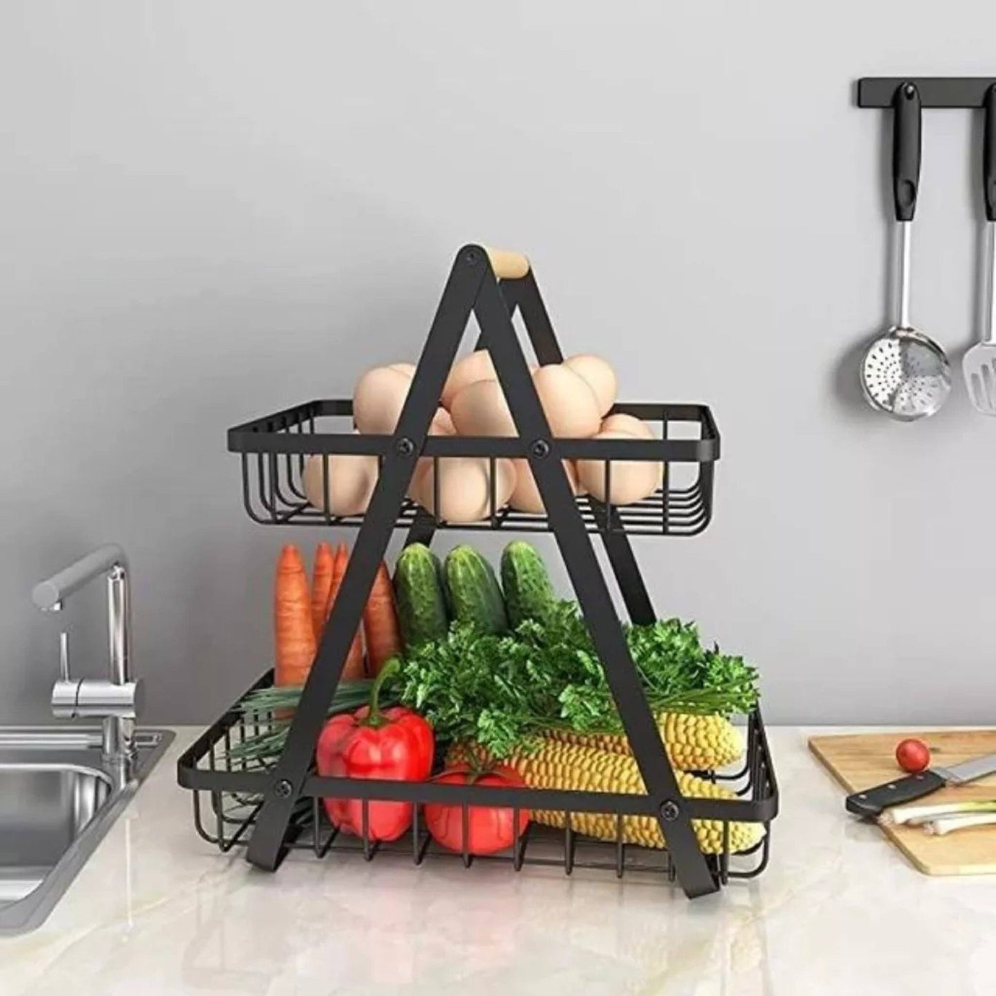 Cesta Metálica De 2 Niveles Frutas Y Mul - CompraClickYa.cl
