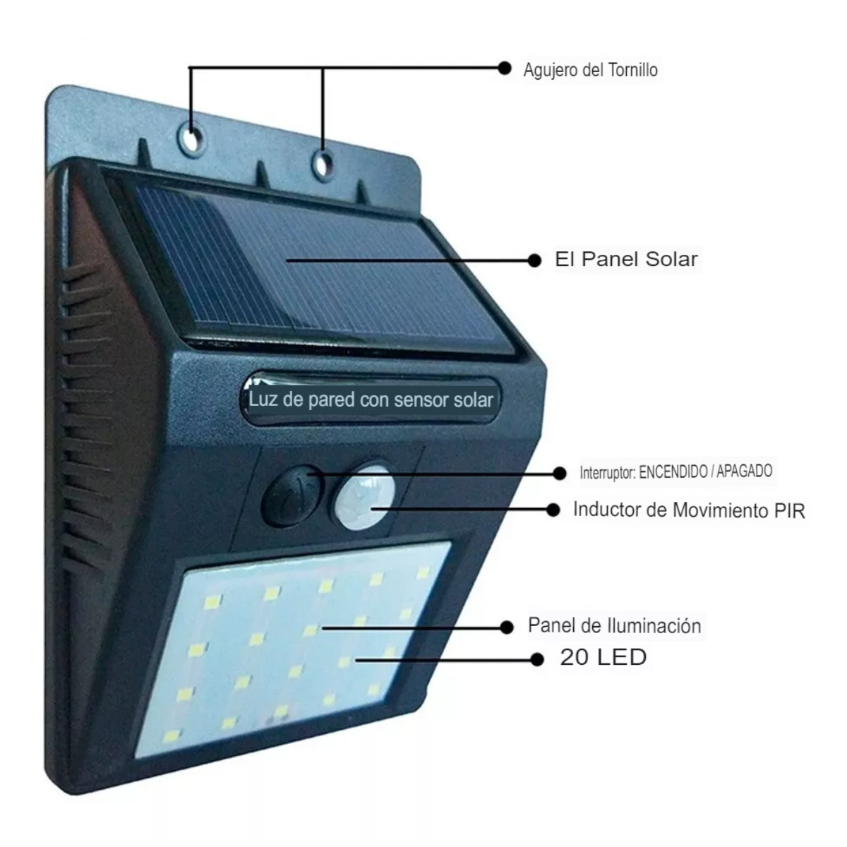Foco Solar 30 LED con Sensor - CompraClickYa.cl