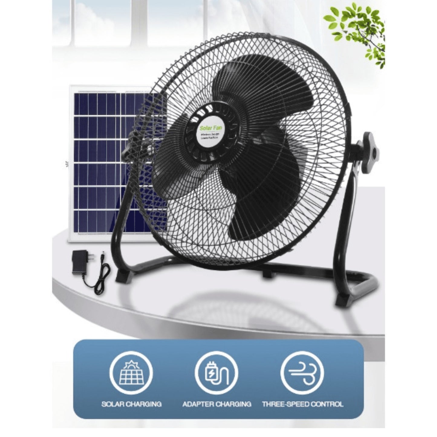 Ventilador Se Carga Solar Y Angulo Ajust