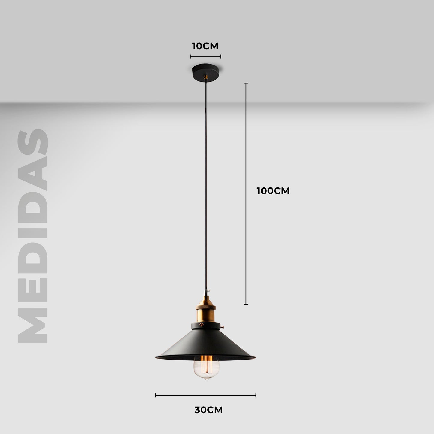 Lámpara Techo Colgante Tipo Campana 30cm - CompraClickYa.cl