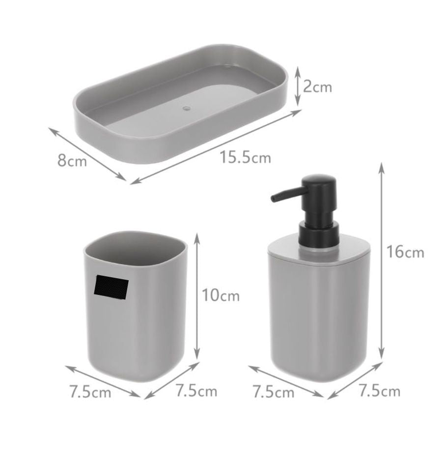 Set Juego De Baño 3 Pieza Jabon Dispens - CompraClickYa.cl