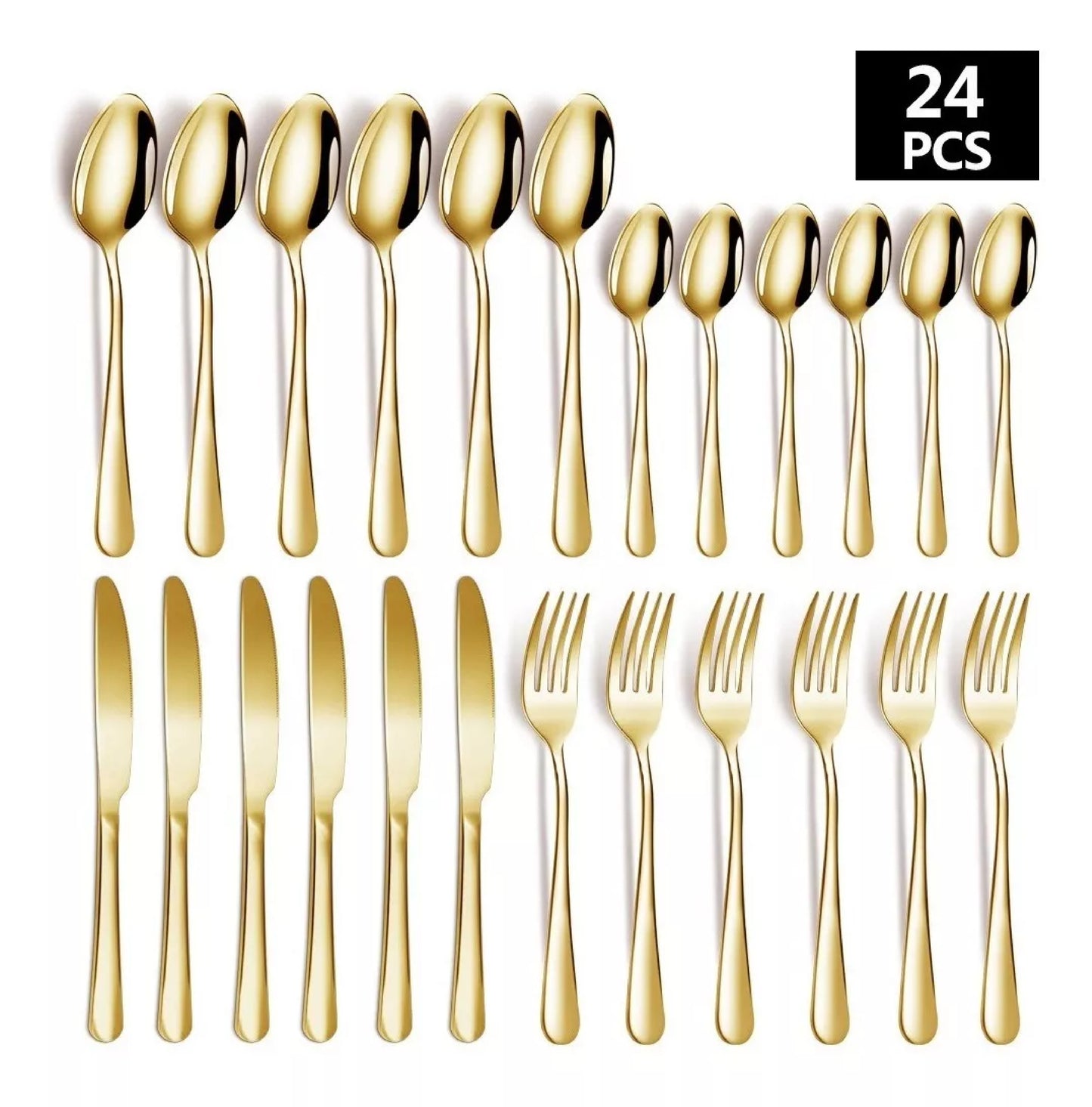 Juego De Cubiertos De 24 Piezas Dorado - CompraClickYa.cl