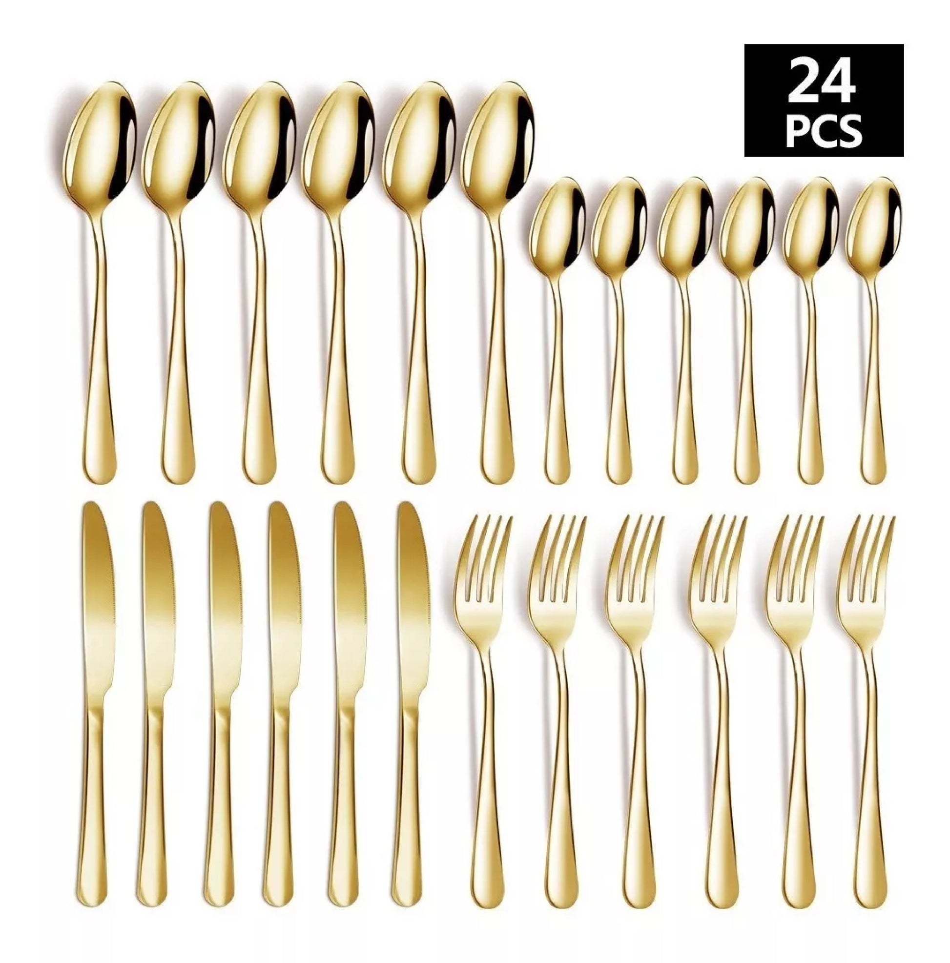 Juego De Cubiertos De 24 Piezas Dorado - CompraClickYa.cl
