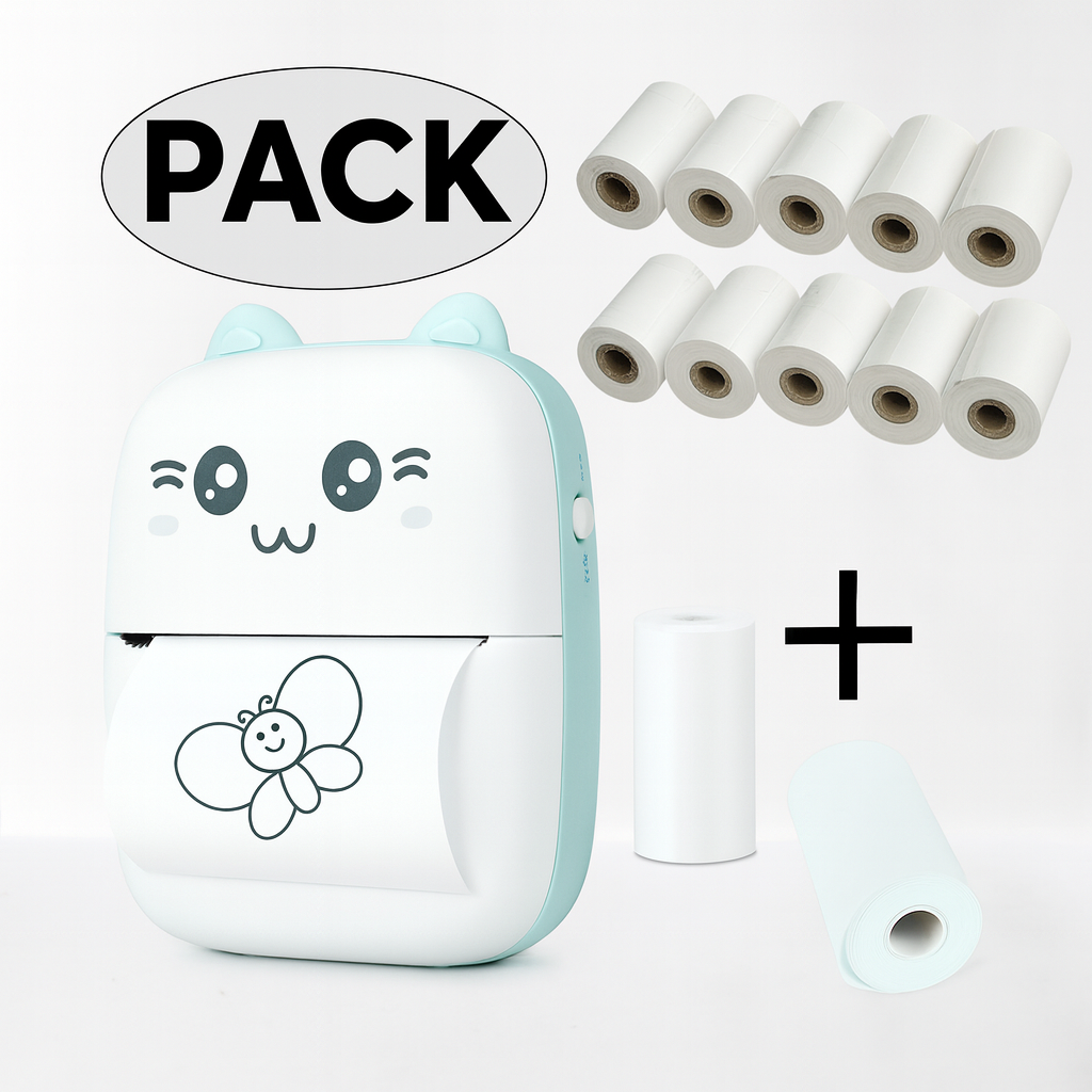 IMPRESORA PORTATIL DE GATITO + 10 ROLLOS - CompraClickYa.cl